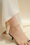 Chic Gold Asymmetrical Paperclip and Mesh Chain Anklet