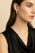 Gold Square Hoop Earrings — Geometric Huggie Style for Women
