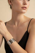 Silver Plated Flat Stack Cuff Bangle Set