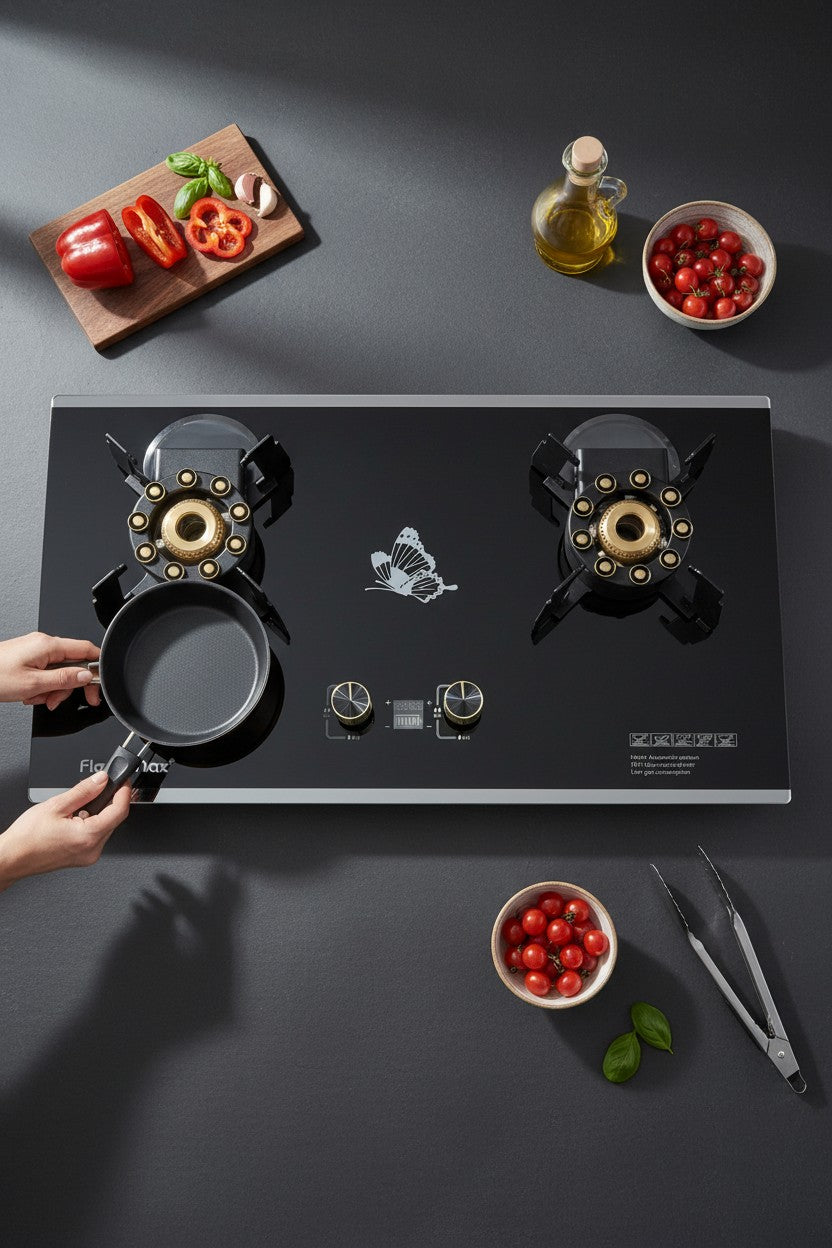 FlameMax Premium Glass Cooktop – Heavy Automatic Ignition & Low Gas Consumption Stove