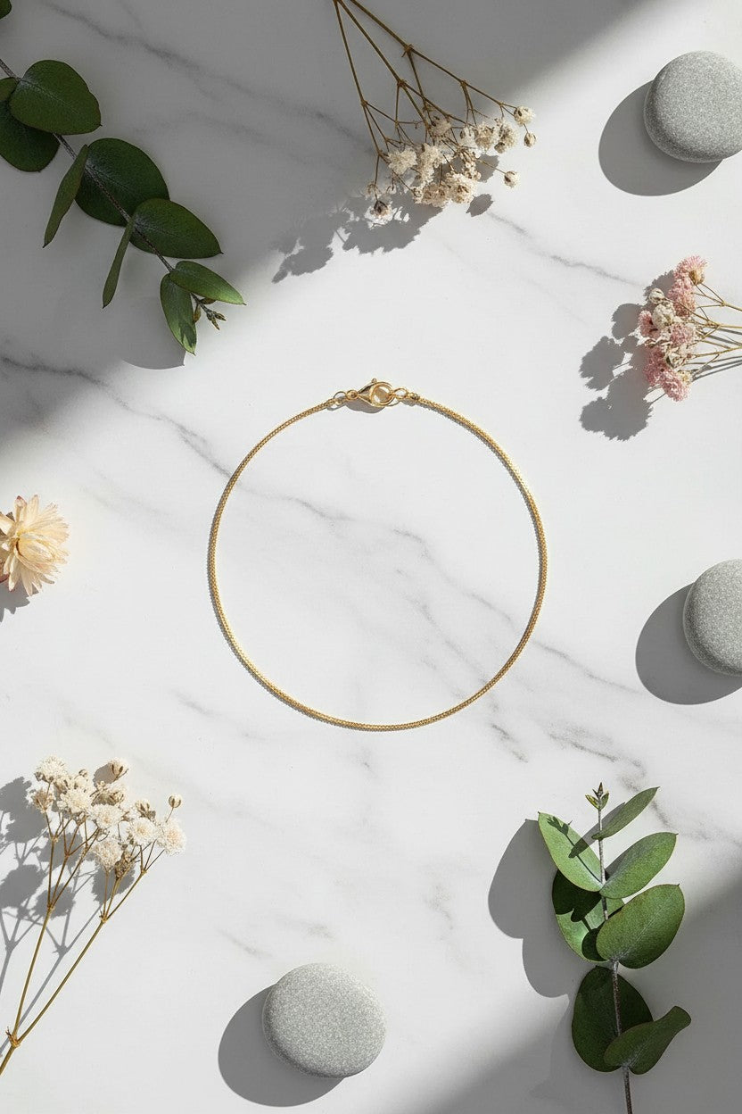 Minimalist Liquid Gold Snake Chain Anklet