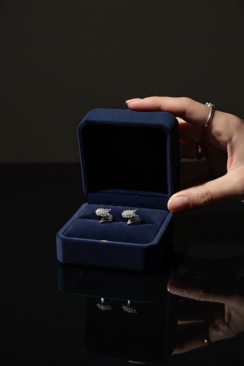 Gold Plated Micro Pave Cubic Zirconia Heart Stud Earrings for Women