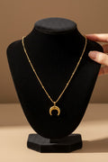Gold Plated Crescent Moon Horn Satellite Necklace