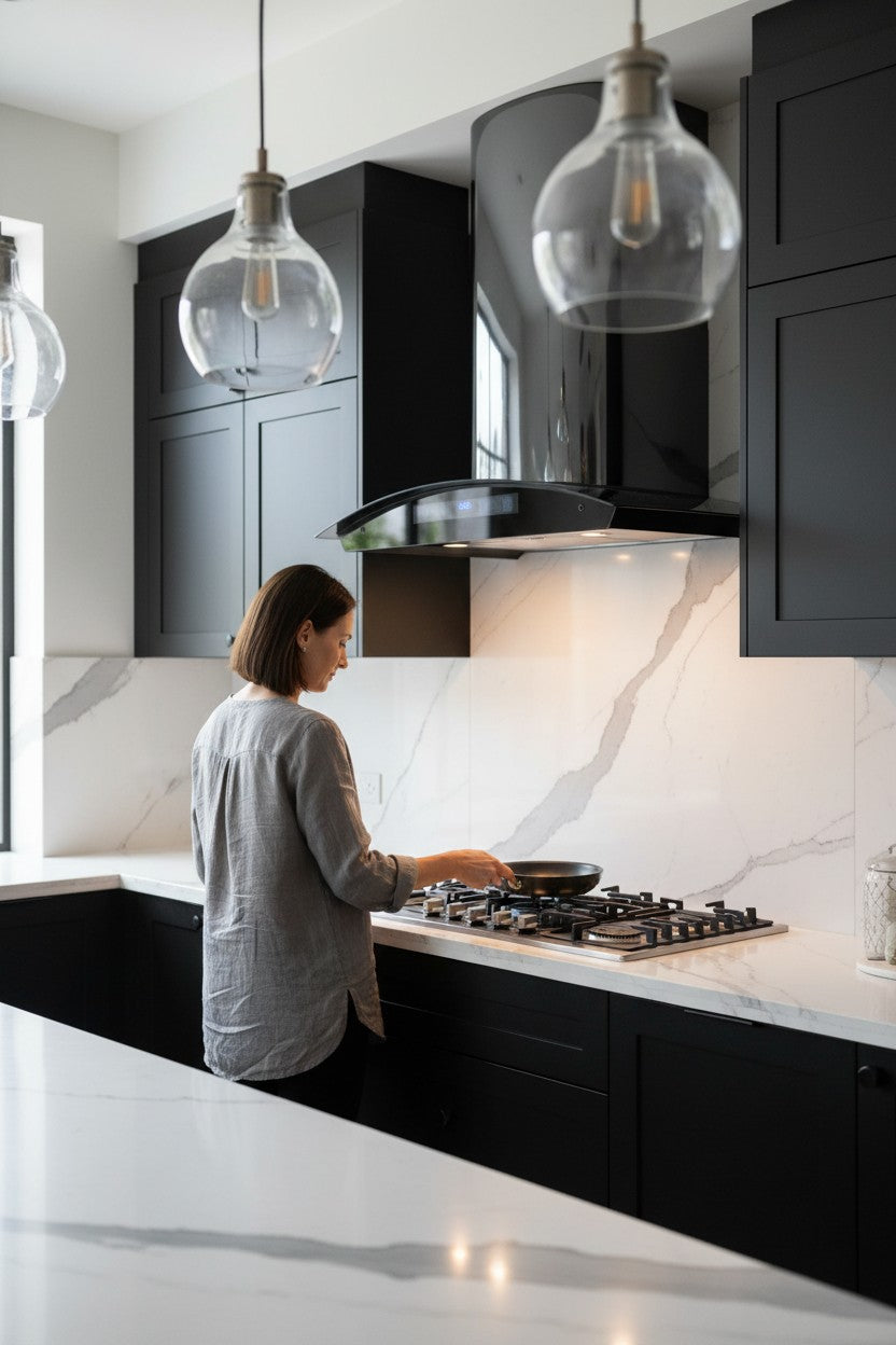 Premium Wall-Mounted Cooker Hood – Mirror Finish Stainless Steel & Smart Touch Glass Panel