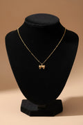 Dainty Gold Ribbon Bow Satellite Pendant Necklace