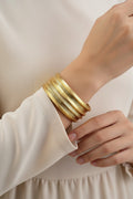 Luxury Gold Frosted and Diamond-Cut Textured Bangle Set