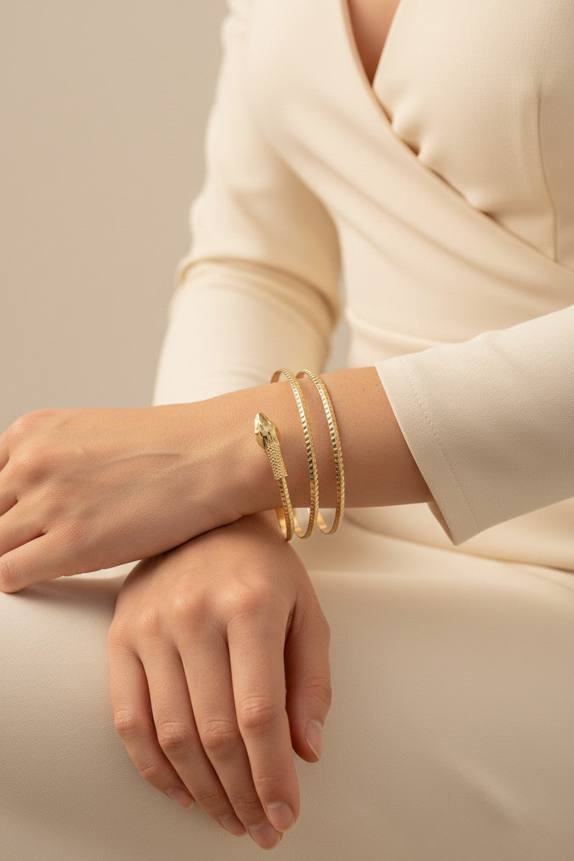 Grecian Gold Spiral Snake Wrap Bracelet Armlet