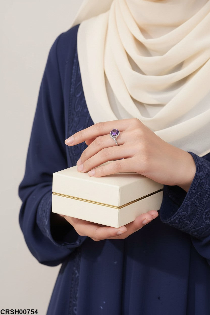 Amora Heart Ring | Violet Zircon Stone | Premium Feel