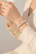 Classic Silver White Pearl and Crystal Rondelle Bracelet