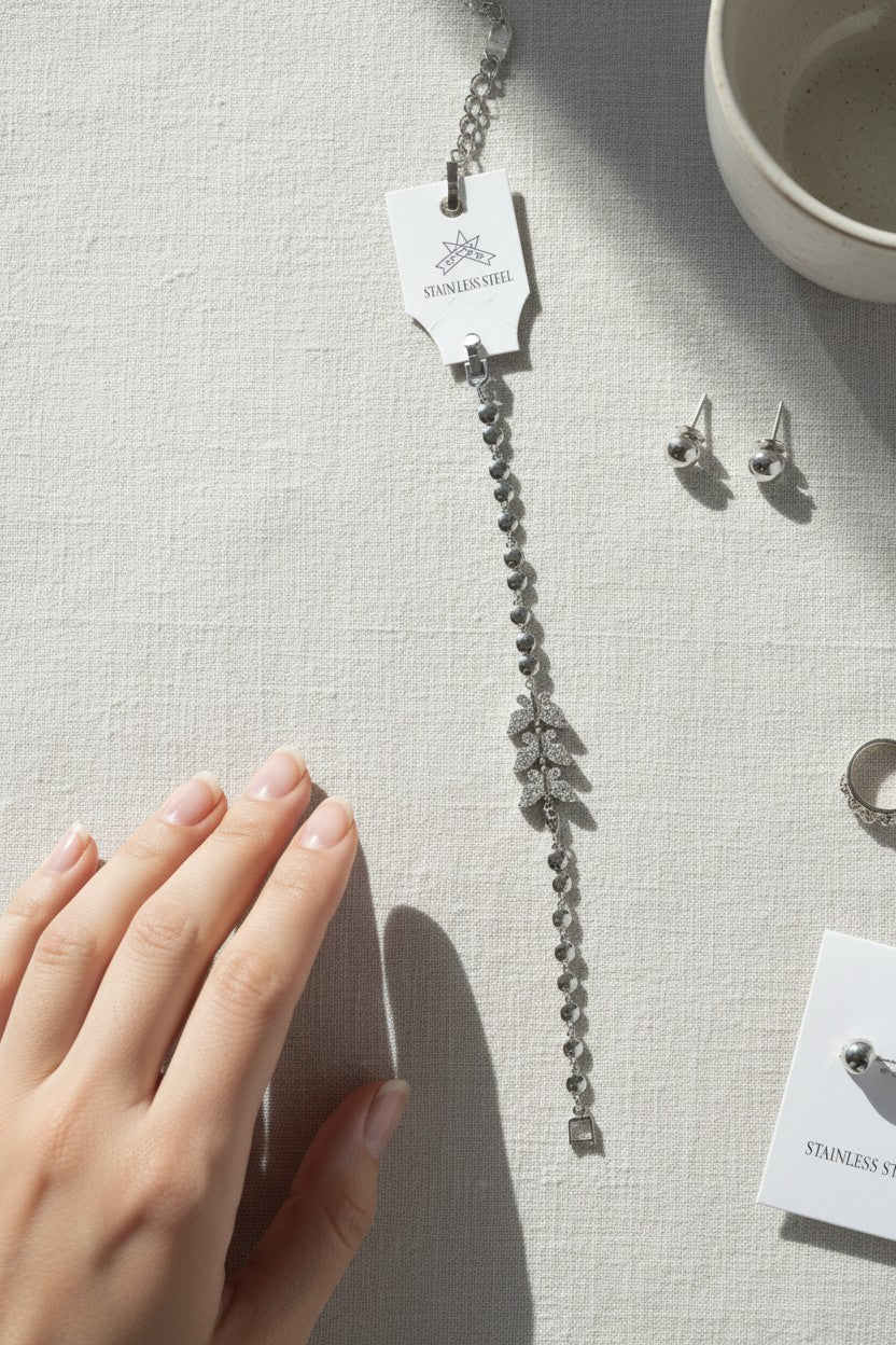 Silver Plated Cubic Zirconia Butterfly Tennis Bracelet