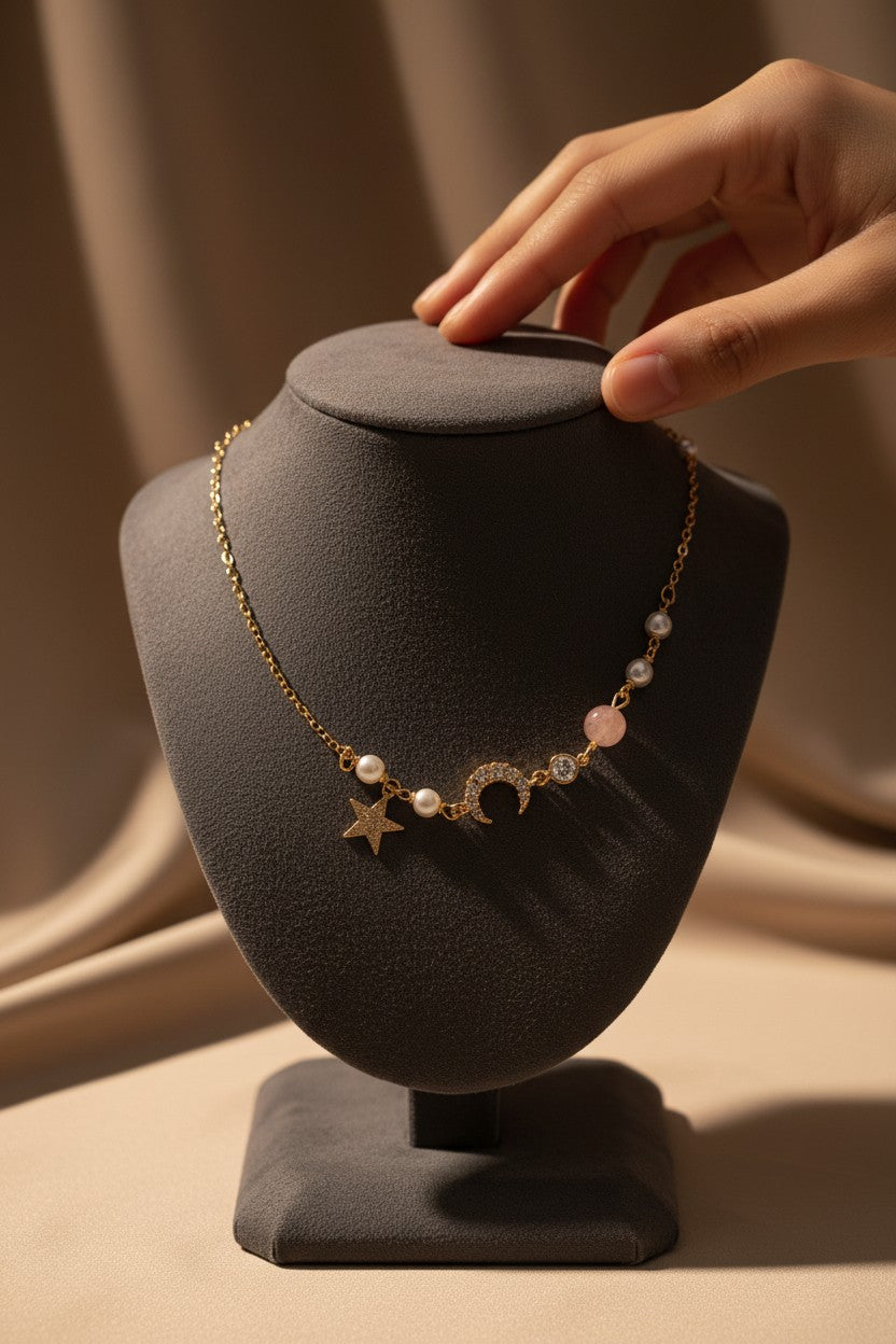 Celestial Gold Moon and Star Charm Bracelet