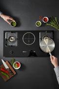 Luxury Gas-Electric Hybrid Hob – Tempered Glass 3-Burner Cooktop with Digital Touch Controls