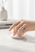Minimalist Silver Three-Stone Channel Adjustable Ring