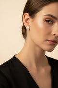 Gold Pave Cushion Stud Earrings — Crystal Encrusted Square Studs for Women