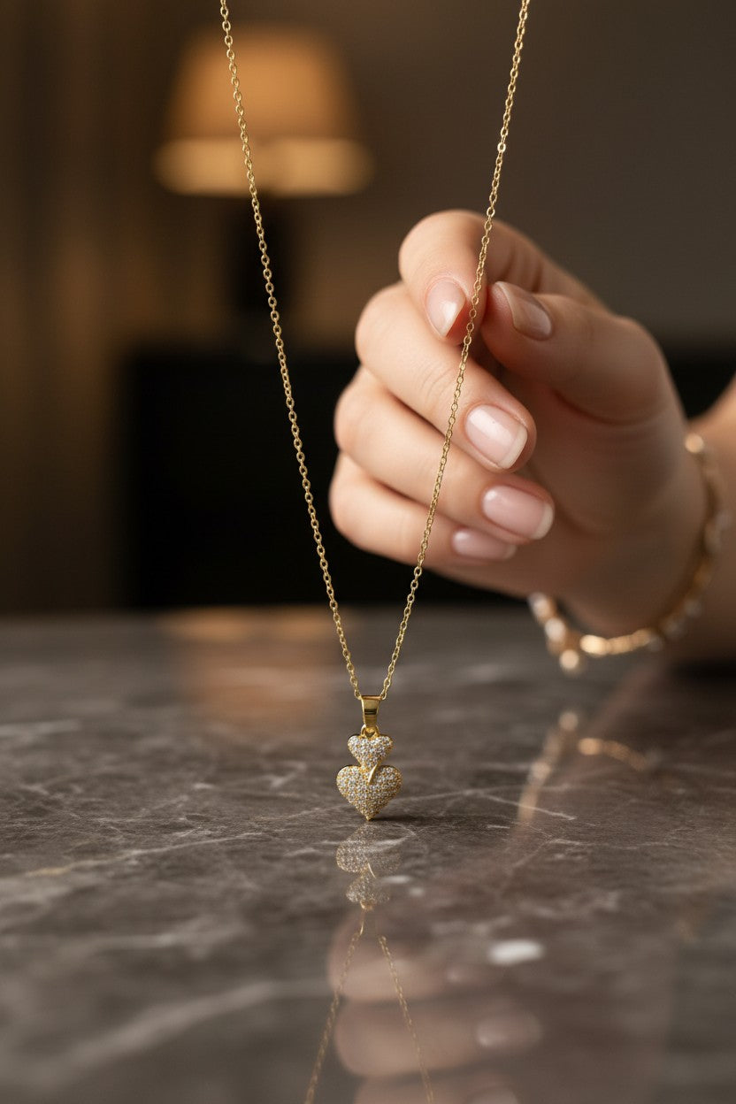 ETERNITY DOUBLE HEART NECKLACE