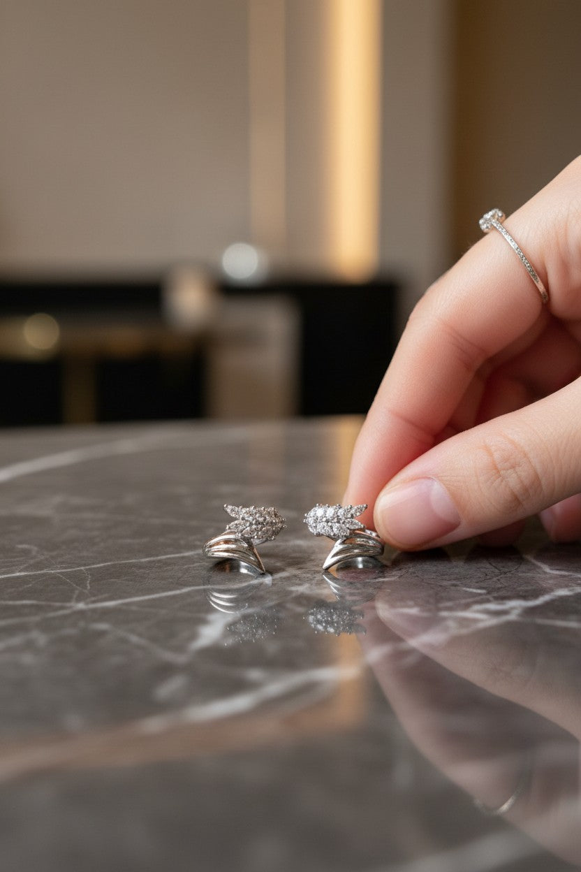 Gold Plated Micro Pave Cubic Zirconia Heart Stud Earrings for Women