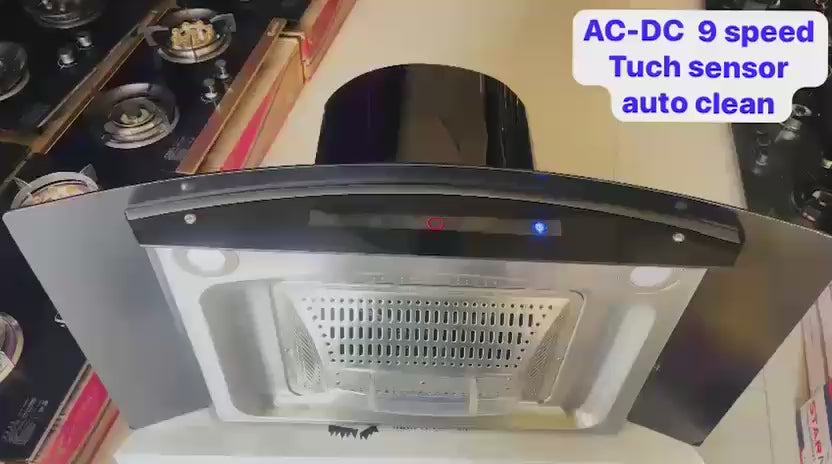 Premium Wall-Mounted Cooker Hood – Mirror Finish Stainless Steel & Smart Touch Glass Panel