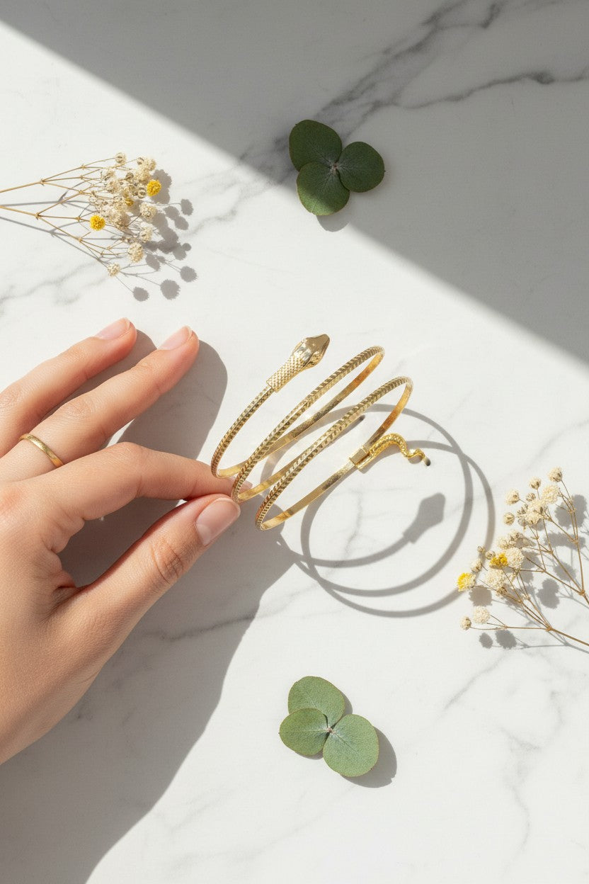 Grecian Gold Spiral Snake Wrap Bracelet Armlet